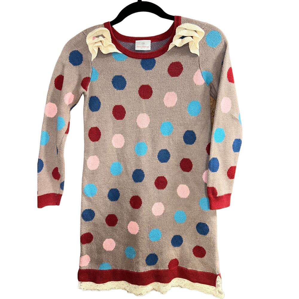 Hanna Andersson Long-Sleeve Dotted Sweater Dress, Size 130